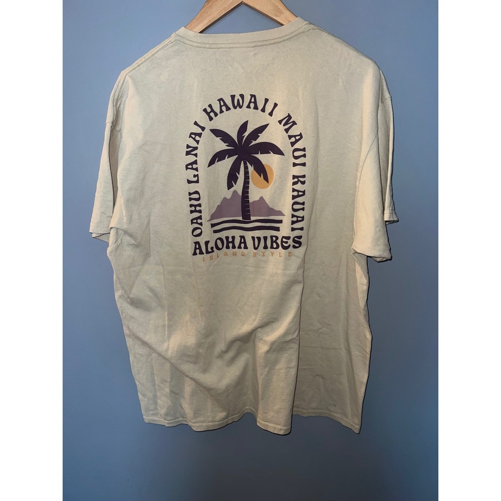 Delta Pro Weight Hawaii Aloha Vibes Graphic T-Shirt Tan XL Oahu Maui Kauai